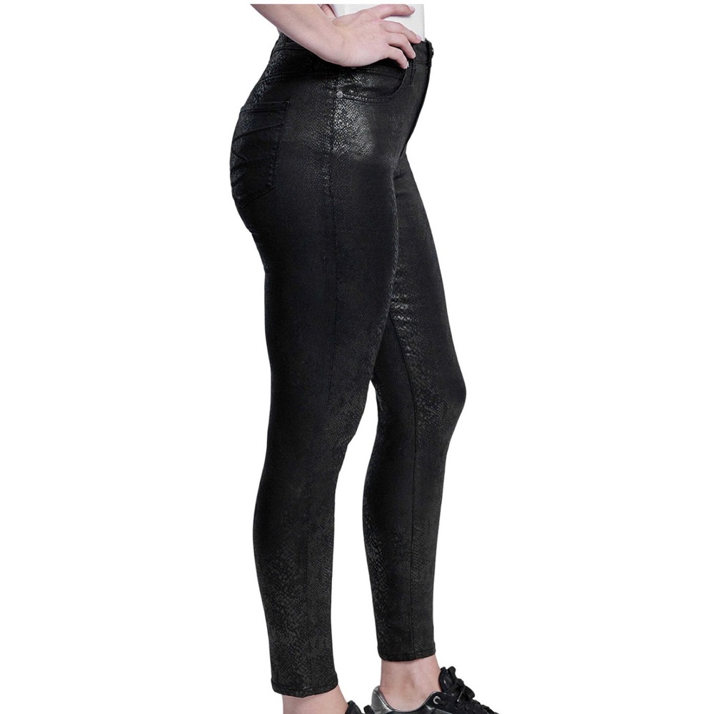 High-Rise Faux-Snakeskin Skinny Jeans